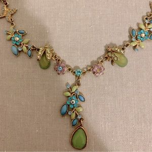 vintage flowers, beetles, and butterflies necklace